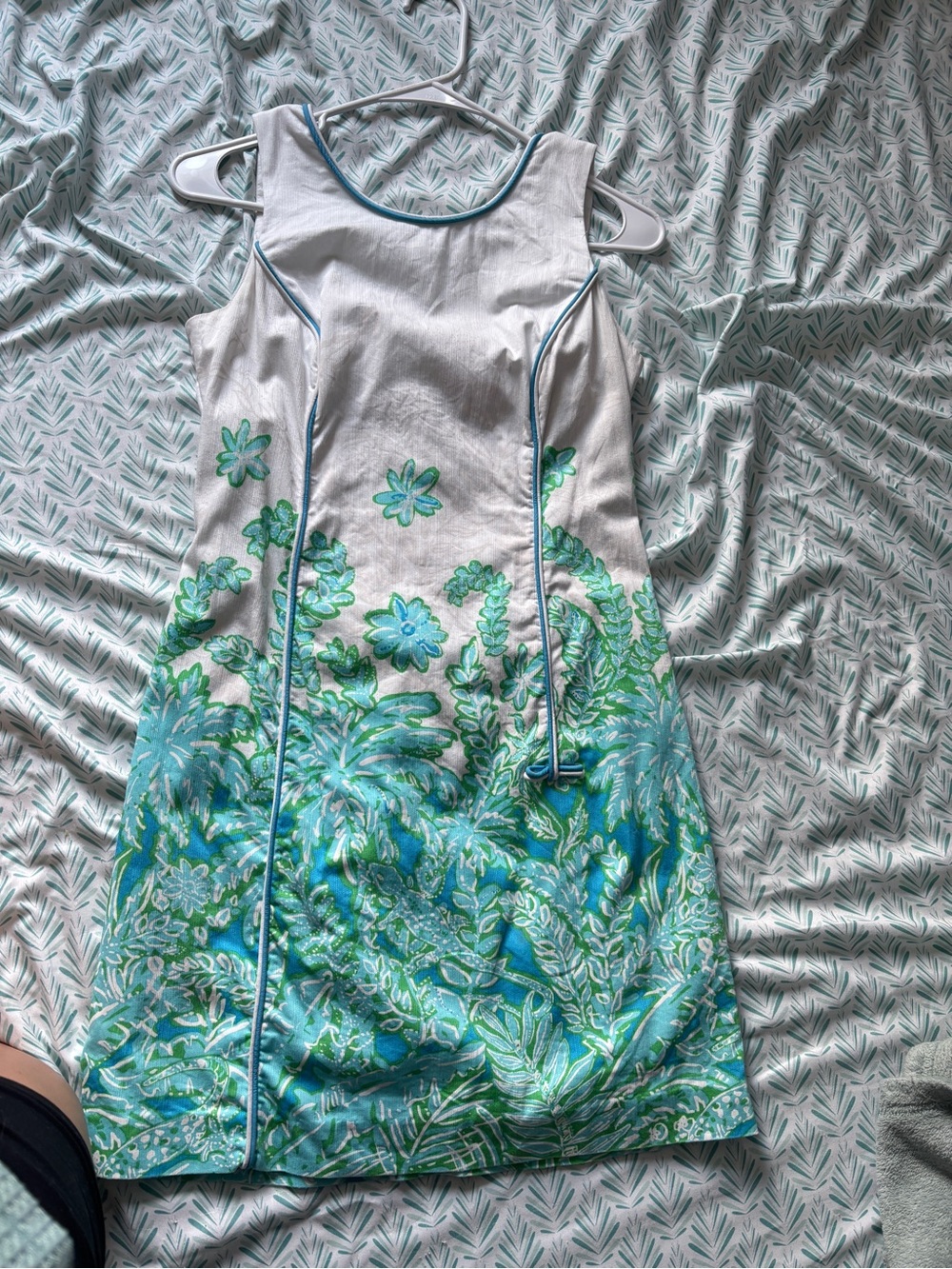 Lilly Pulitzer White Mini Dress with Aqua Floral Print - Picture 3 of 7